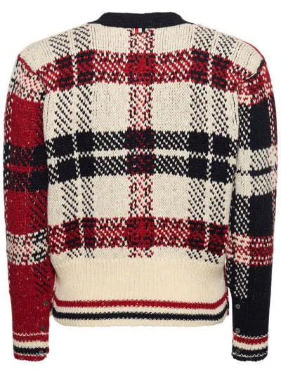 THOM BROWNE  |Button-down Glen Patterns Wool Designers Cardigans