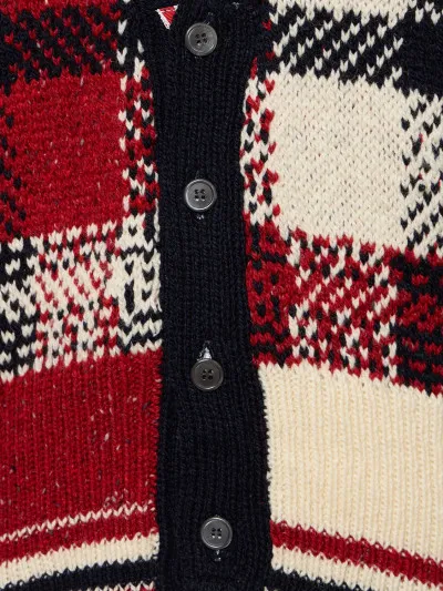 THOM BROWNE  |Button-down Glen Patterns Wool Designers Cardigans