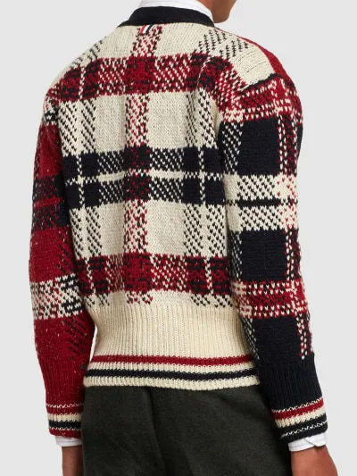 THOM BROWNE  |Button-down Glen Patterns Wool Designers Cardigans