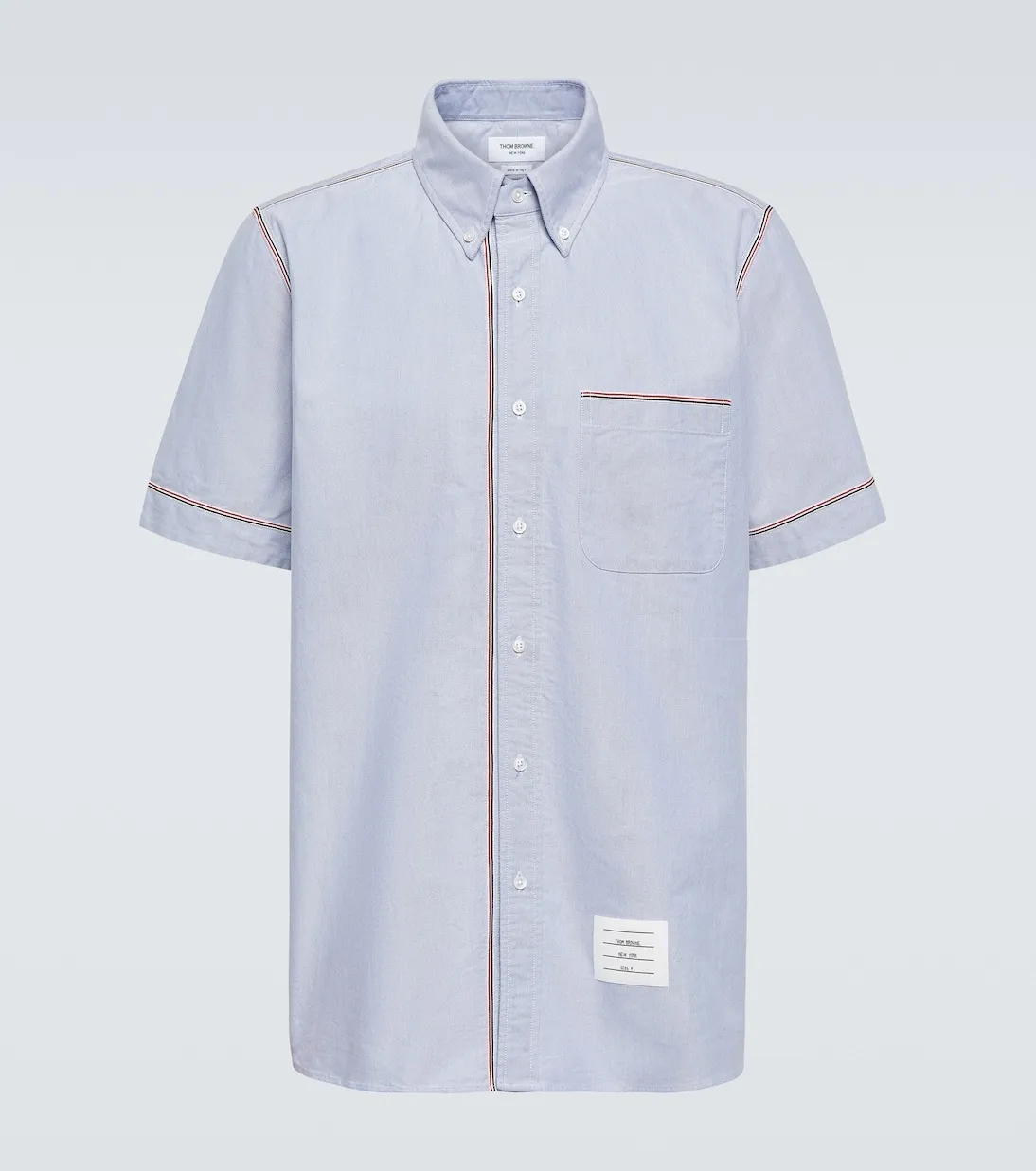 THOM BROWNE  |Button-down Plain Cotton Short Sleeves Logo Designers Shirts