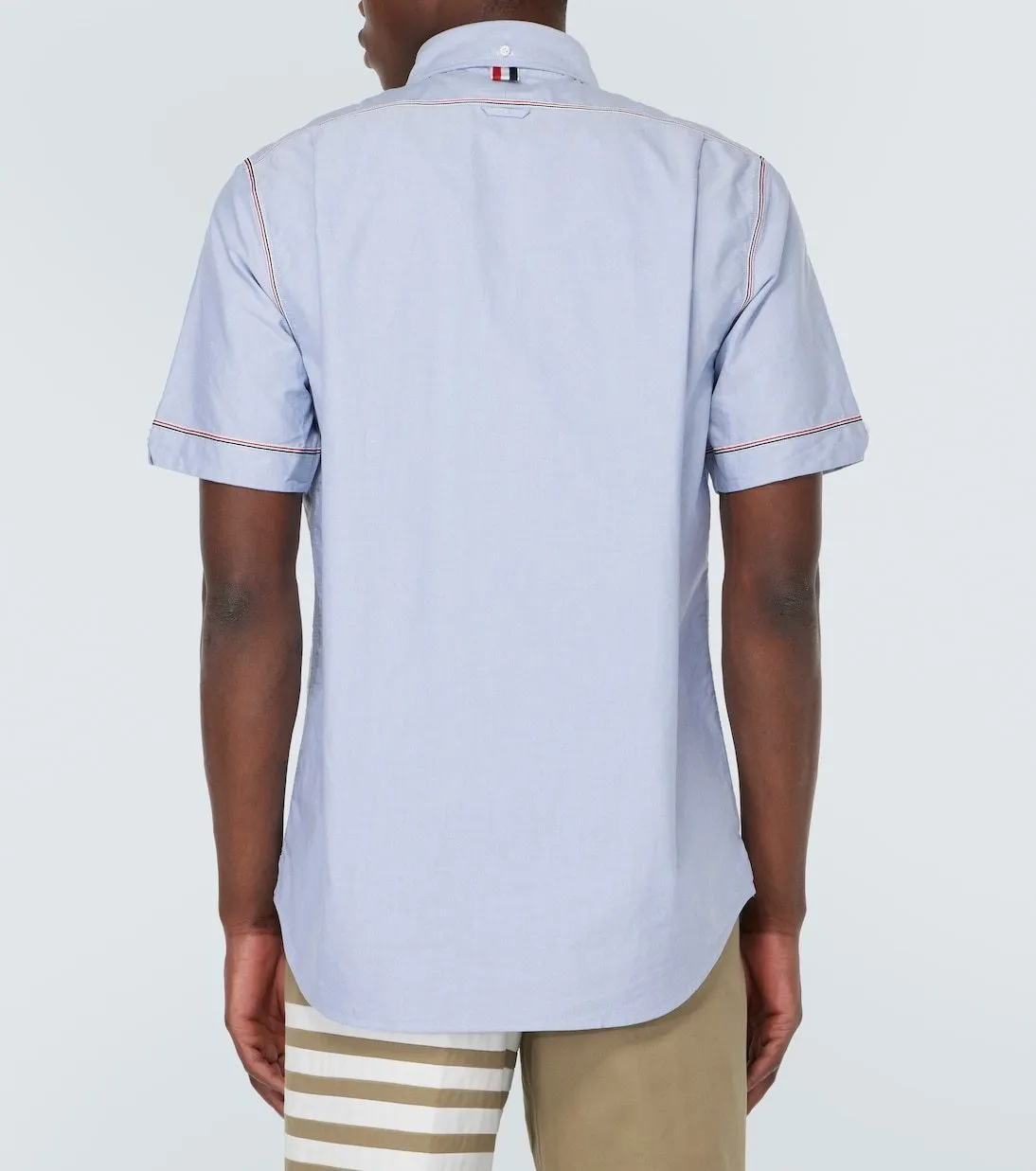 THOM BROWNE  |Button-down Plain Cotton Short Sleeves Logo Designers Shirts