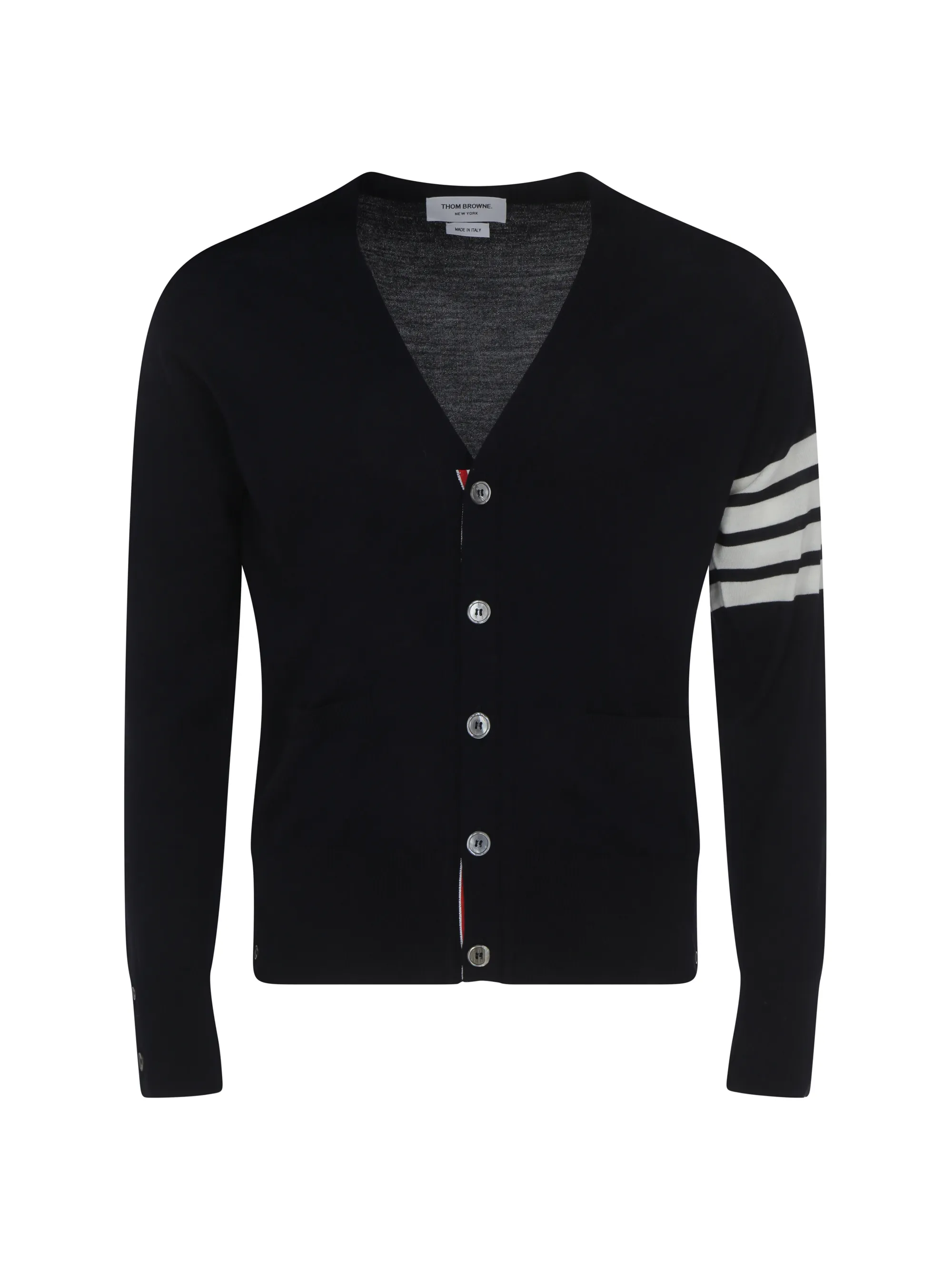 THOM BROWNE  |Button-down Stripes Wool Plain Designers Cardigans