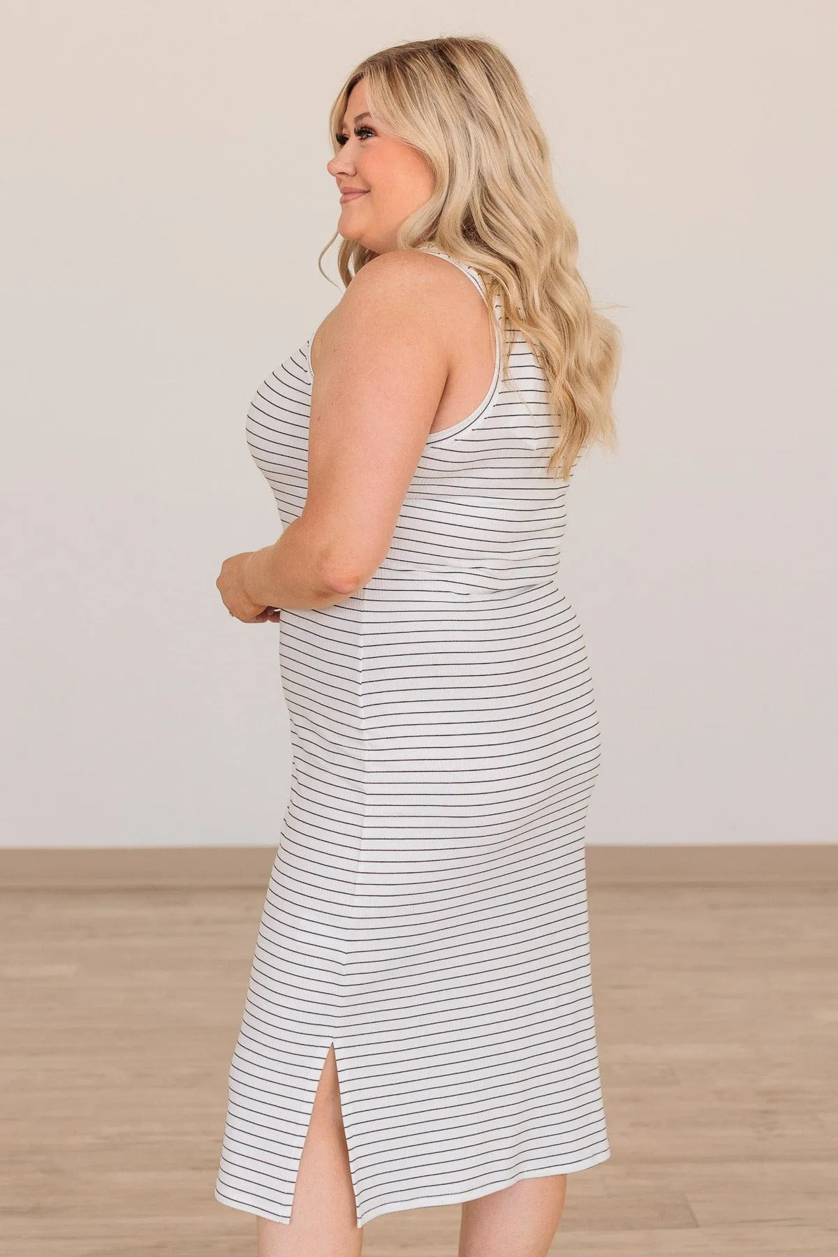 Thread & Supply Seaside Views Striped Dress- Ivory