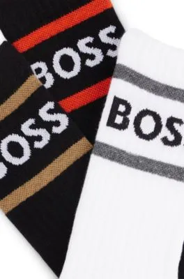 Three-pack of short socks with stripes and logo