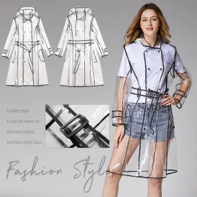 Transparent Soft Rain Cover Long Raincoat Women Hemmed Belt Long Performance Playing With Water