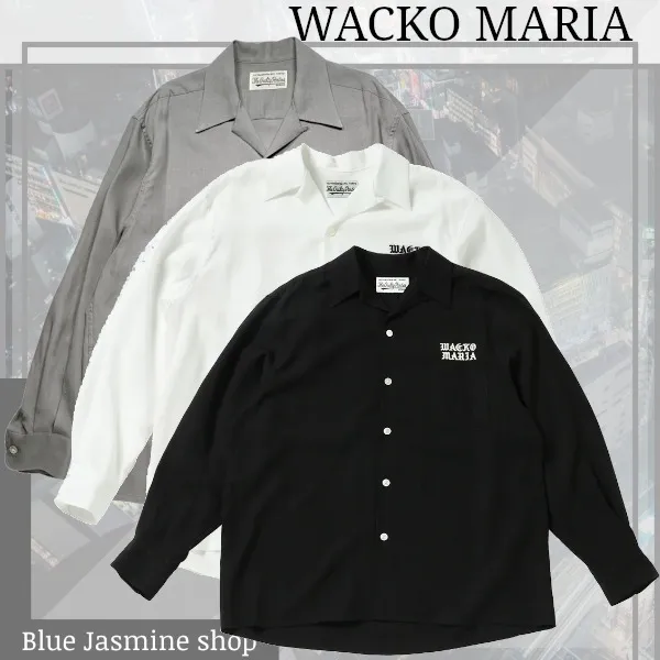 WACKO MARIA  |Button-down Long Sleeves Plain Logo Shirts