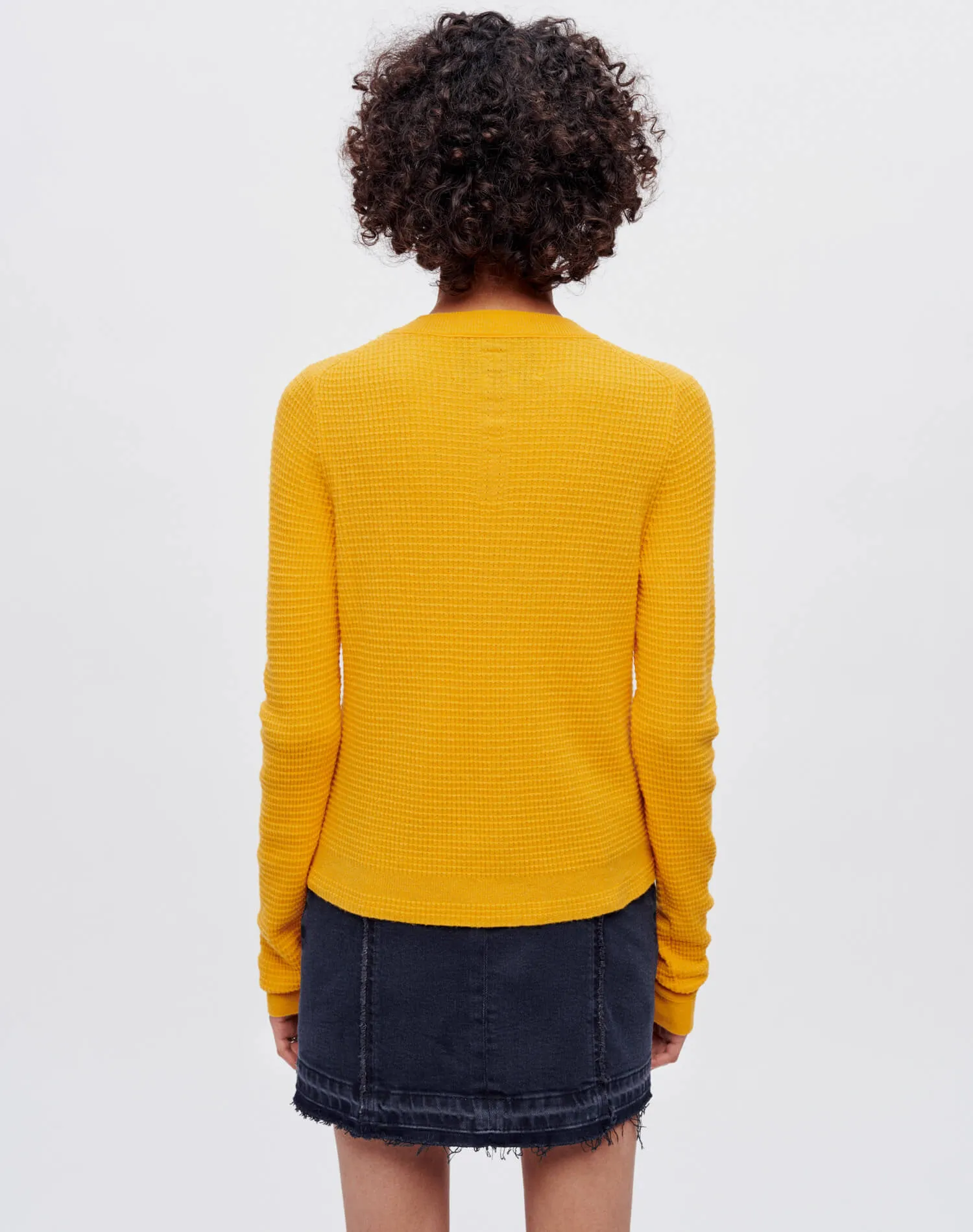 Waffle Slim Cardigan - Clementine