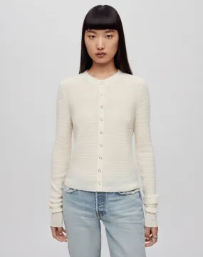 Waffle Slim Cardigan - Ecru