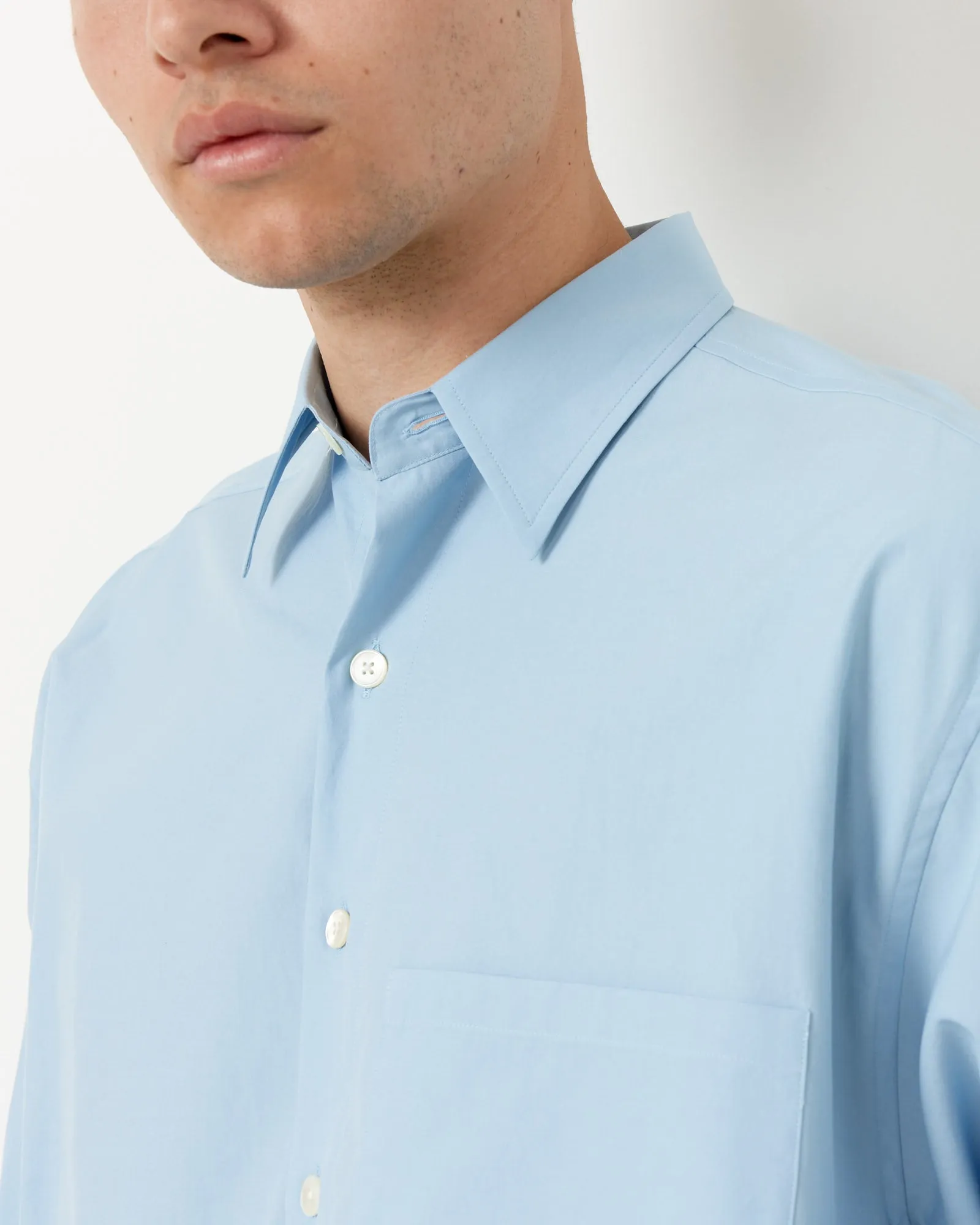 Washed Finx Twill Big Shirt in Sax Blue