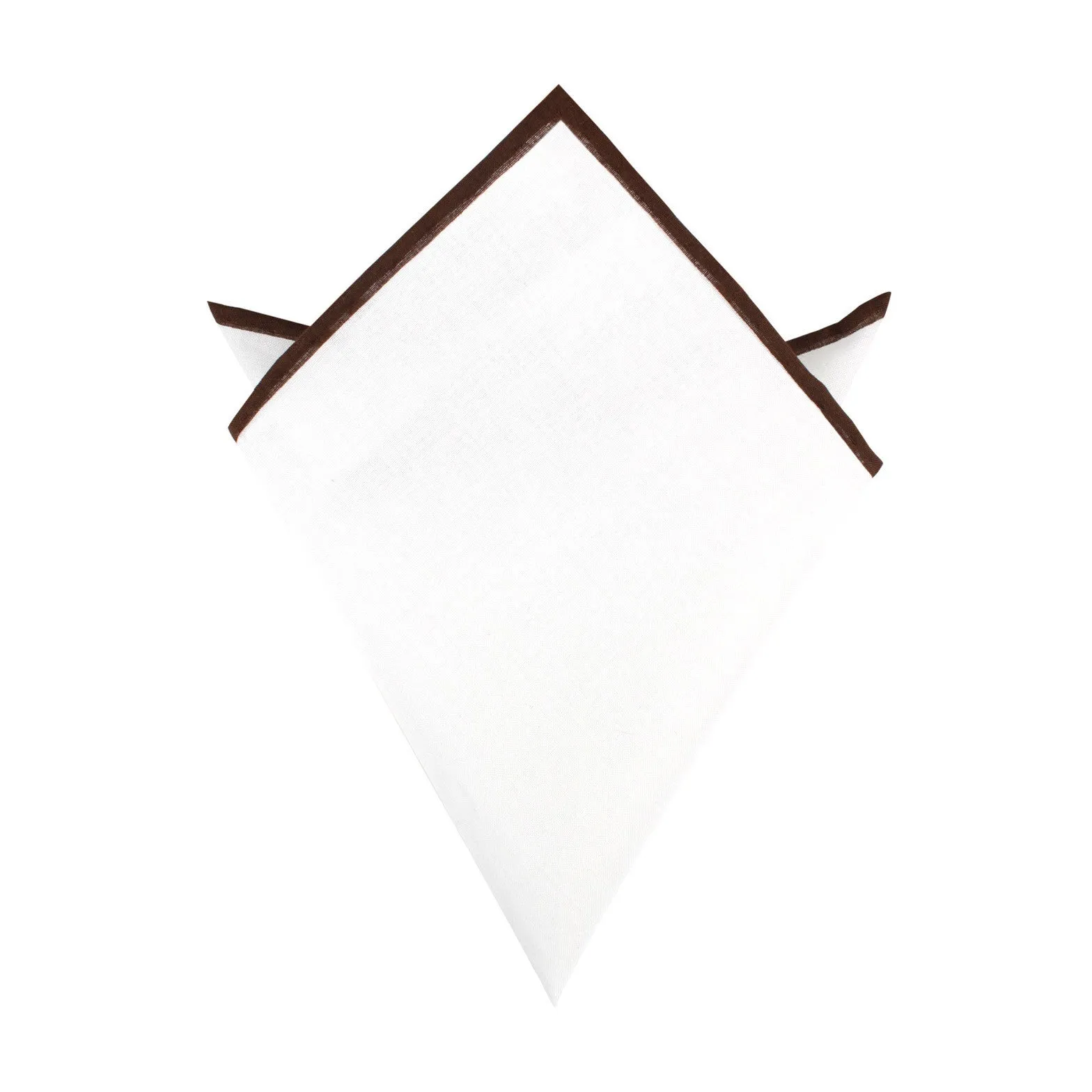 White Cotton Pocket Square with Brown Border