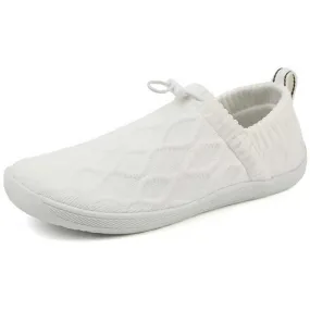 White flyknit pattern shape slip on shoe sneaker