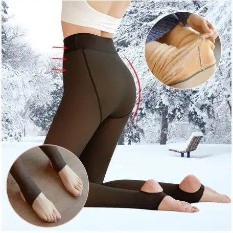 Winter Warm Leggings Women Slim Translucent