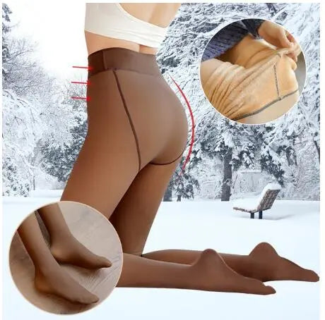 Winter Warm Leggings Women Slim Translucent