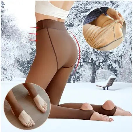 Winter Warm Leggings Women Slim Translucent