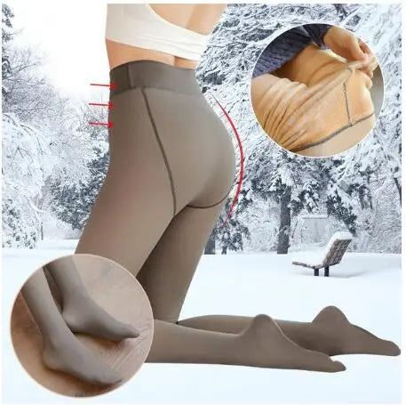 Winter Warm Leggings Women Slim Translucent