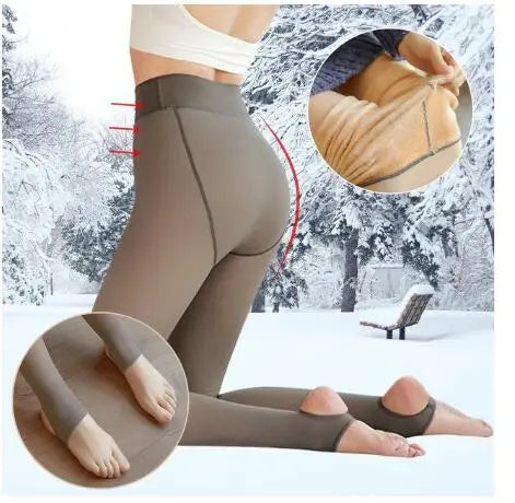 Winter Warm Leggings Women Slim Translucent