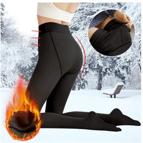 Winter Warm Leggings Women Slim Translucent