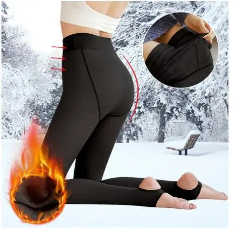 Winter Warm Leggings Women Slim Translucent