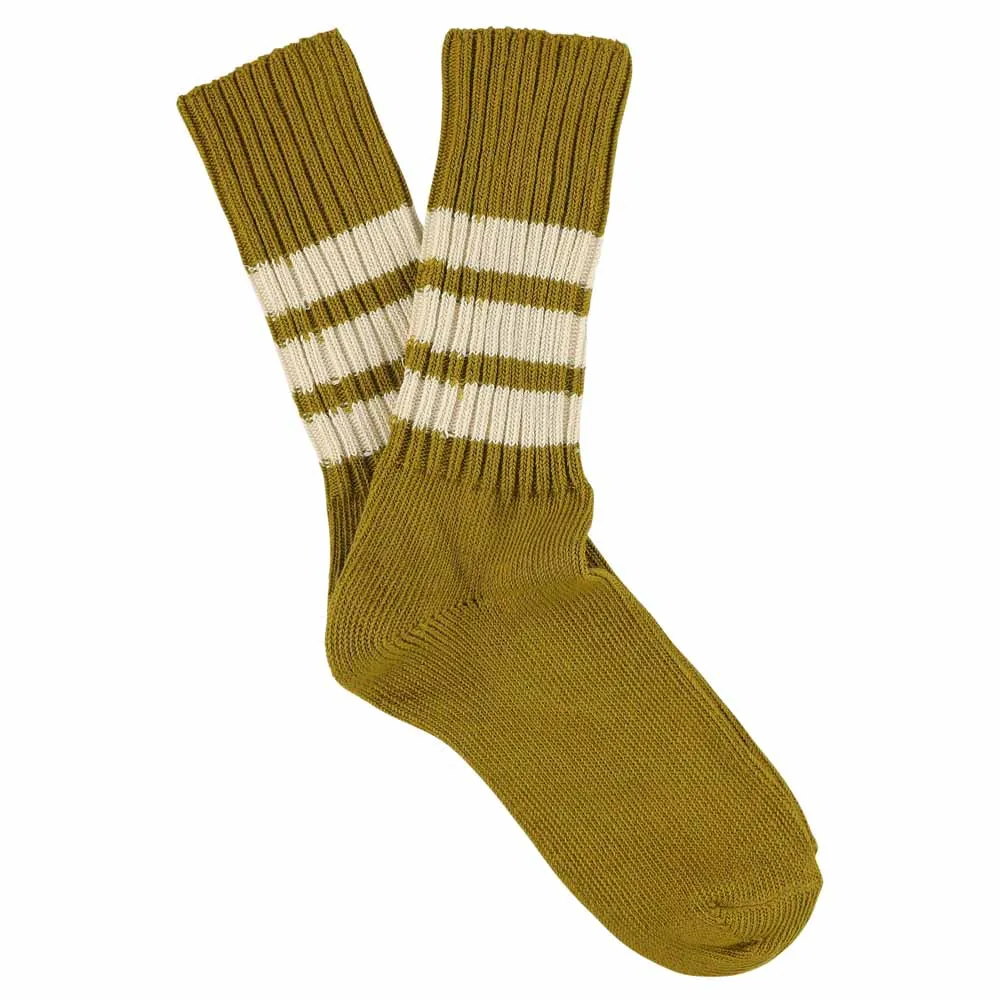 Women Stripes Crew Socks - Bronze / Ecru