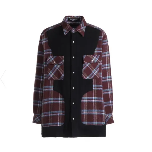 Yohji Yamamoto  |Button-down Tartan Unisex Cashmere Long Sleeves Designers